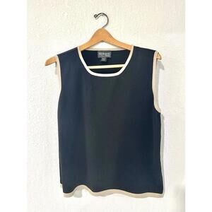 Style & Co. Woman Tank Top Black with Tan Trim High Neck Women's 2X